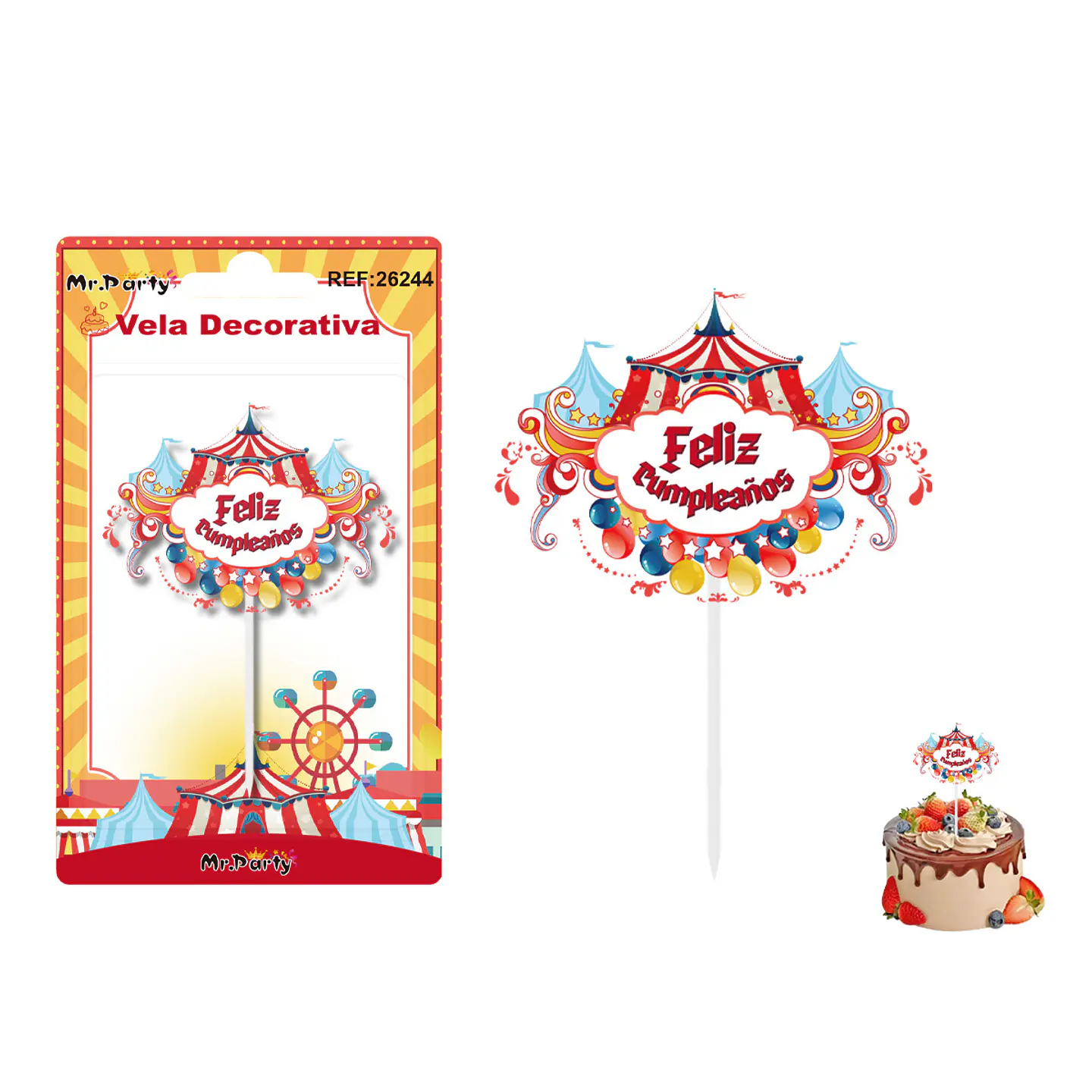 Vela decorativa de circo 6.5*4.6cm 1