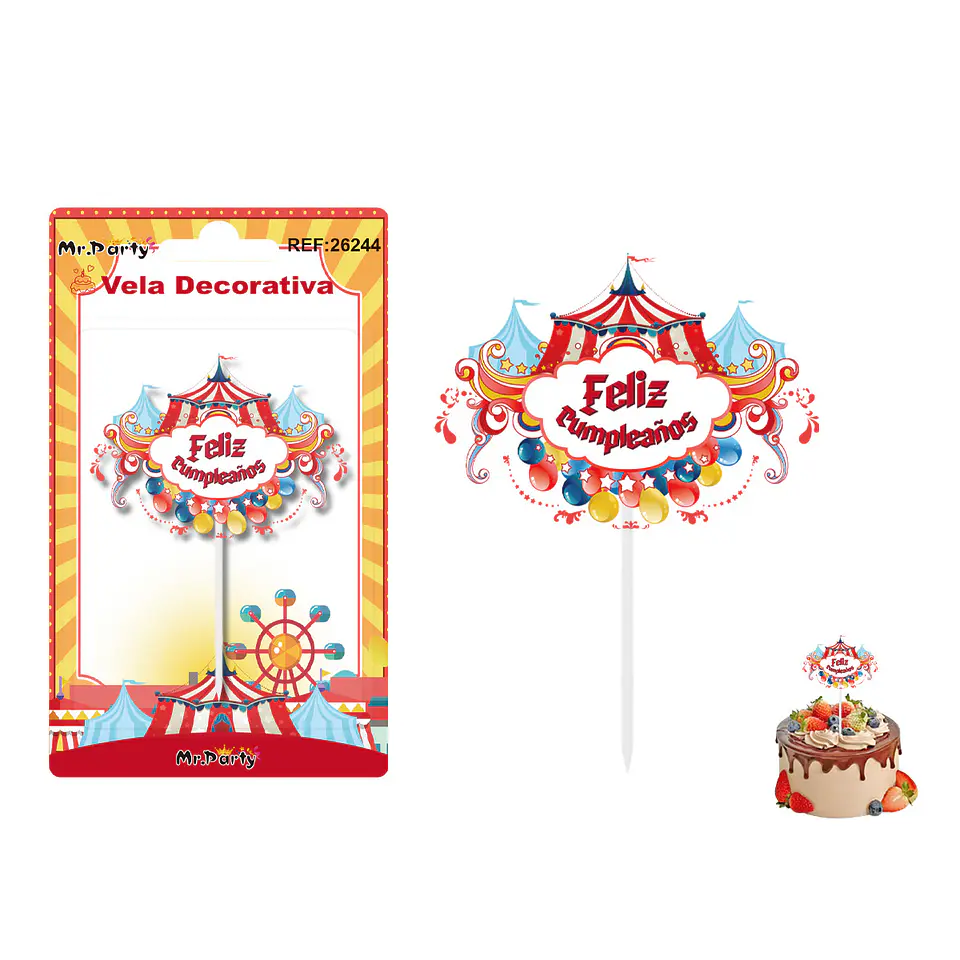 Vela decorativa de circo 6.5*4.6cm 1
