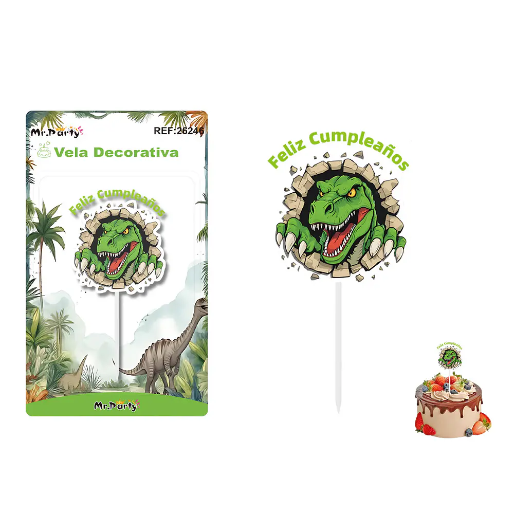 Vela decorativa de dinosaurio 6*6.5cm