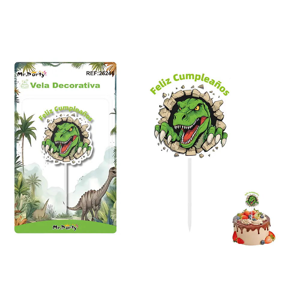 Vela decorativa de dinosaurio 6*6.5cm 1