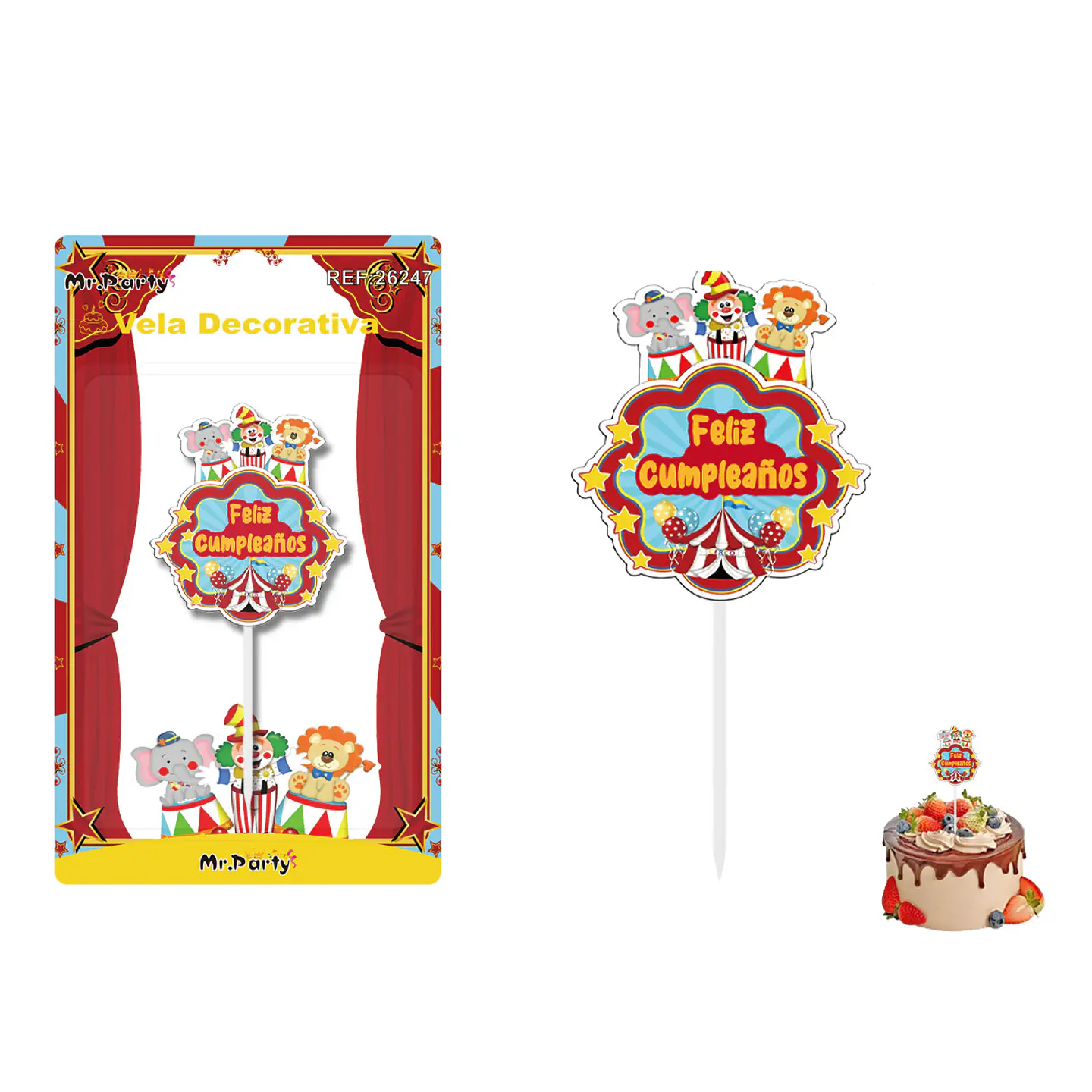 Vela decorativa de circo 5.8*6.5cm 1