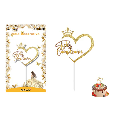 Vela decorativa de corona con corazón y brillo 5.8*6.3cm