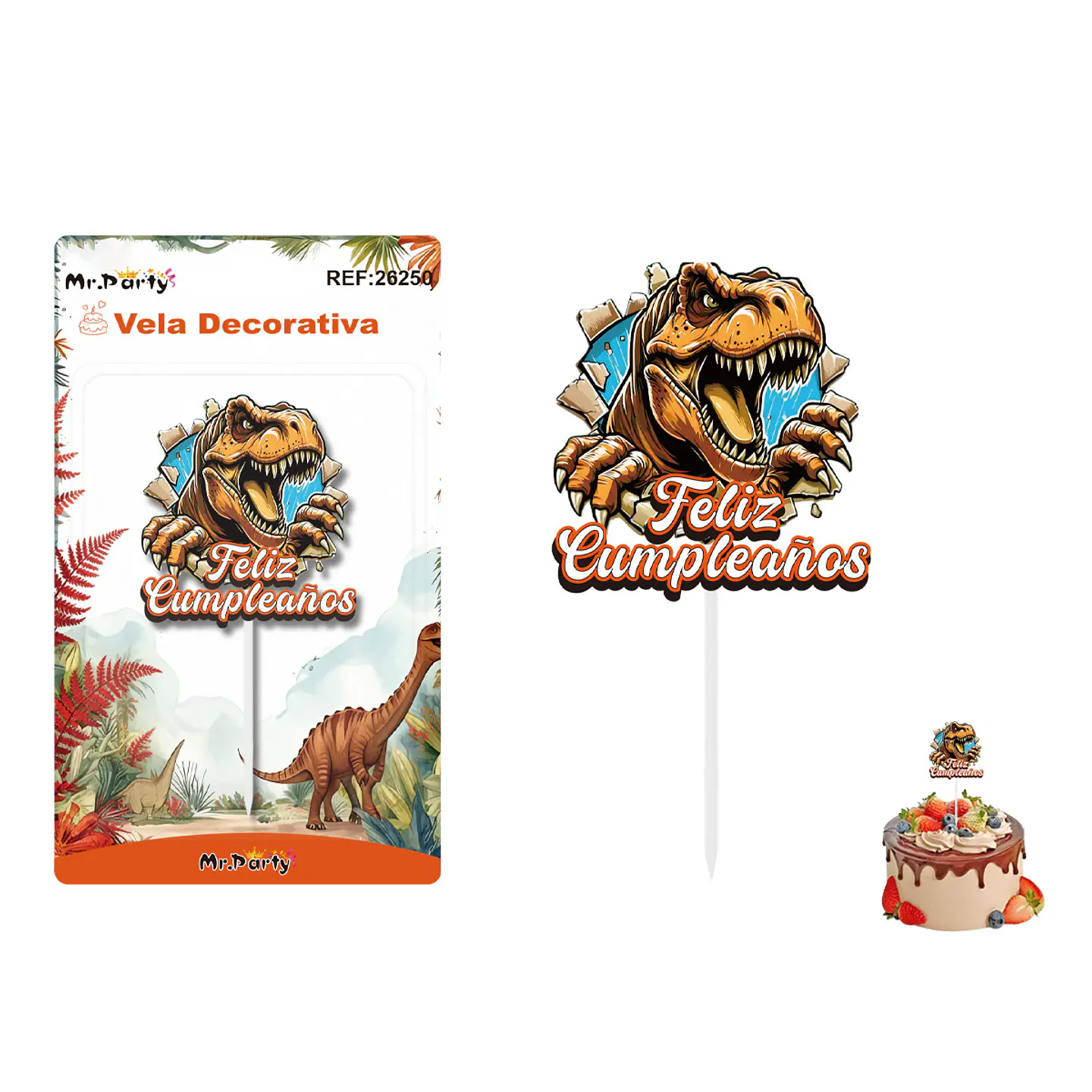 Vela decorativa de dinosaurio 6*6.5cm 1