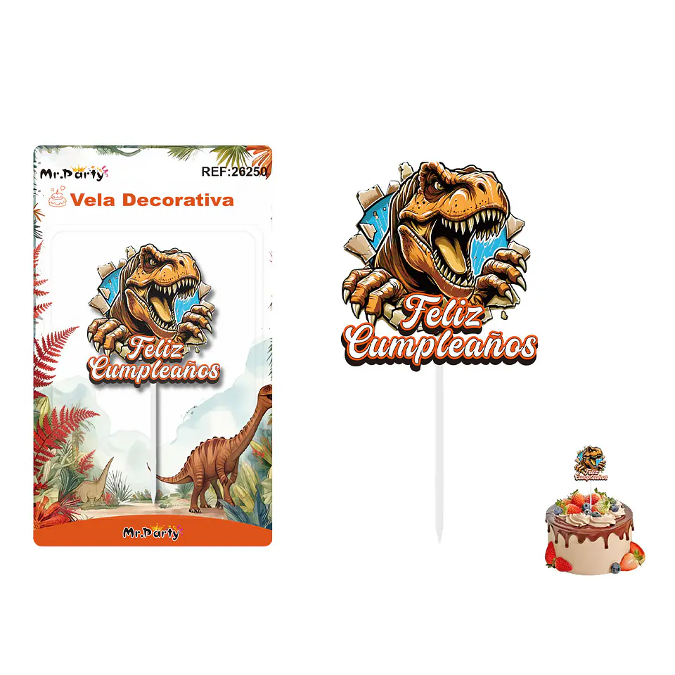 Vela decorativa de dinosaurio 6*6.5cm 1
