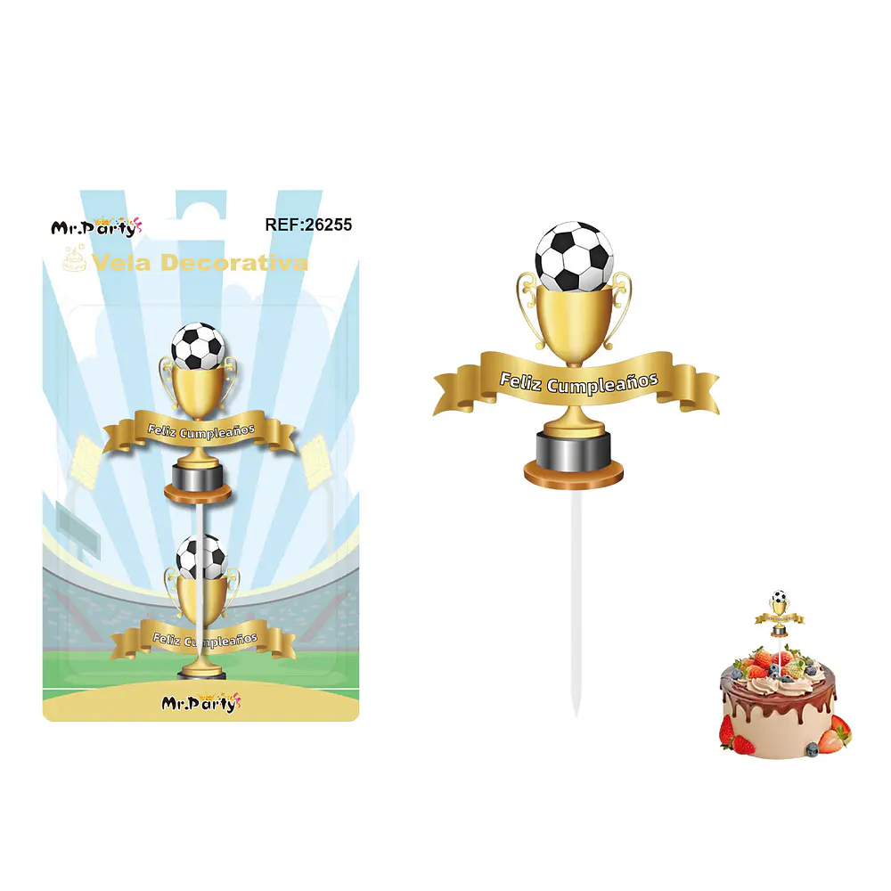 Vela decorativa de trofeo de fútbol 5.6*6cm