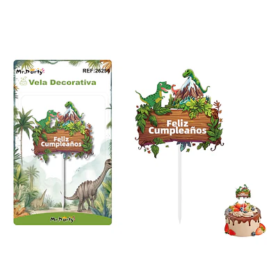 Vela decorativa de dinosaurio 6*6cm
