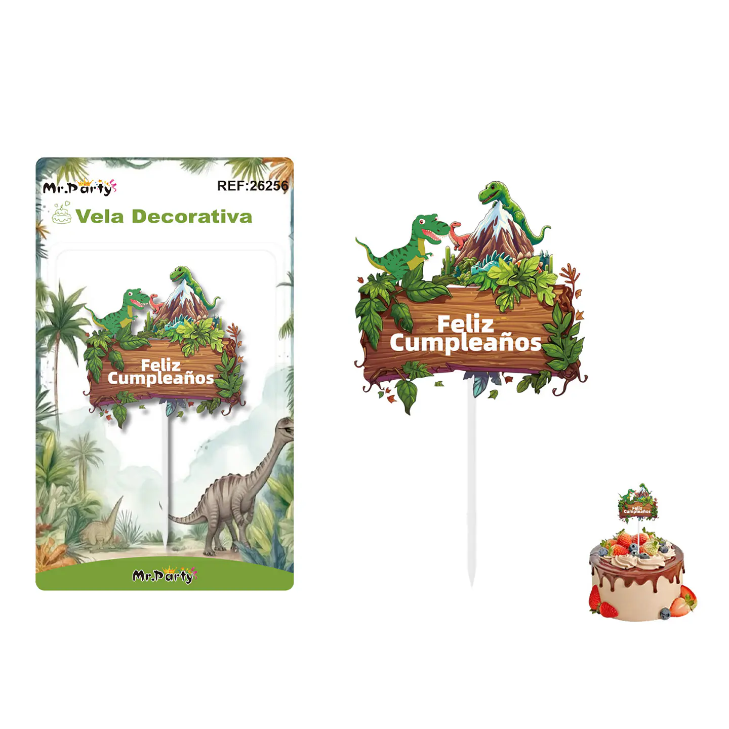 Vela decorativa de dinosaurio 6*6cm 1