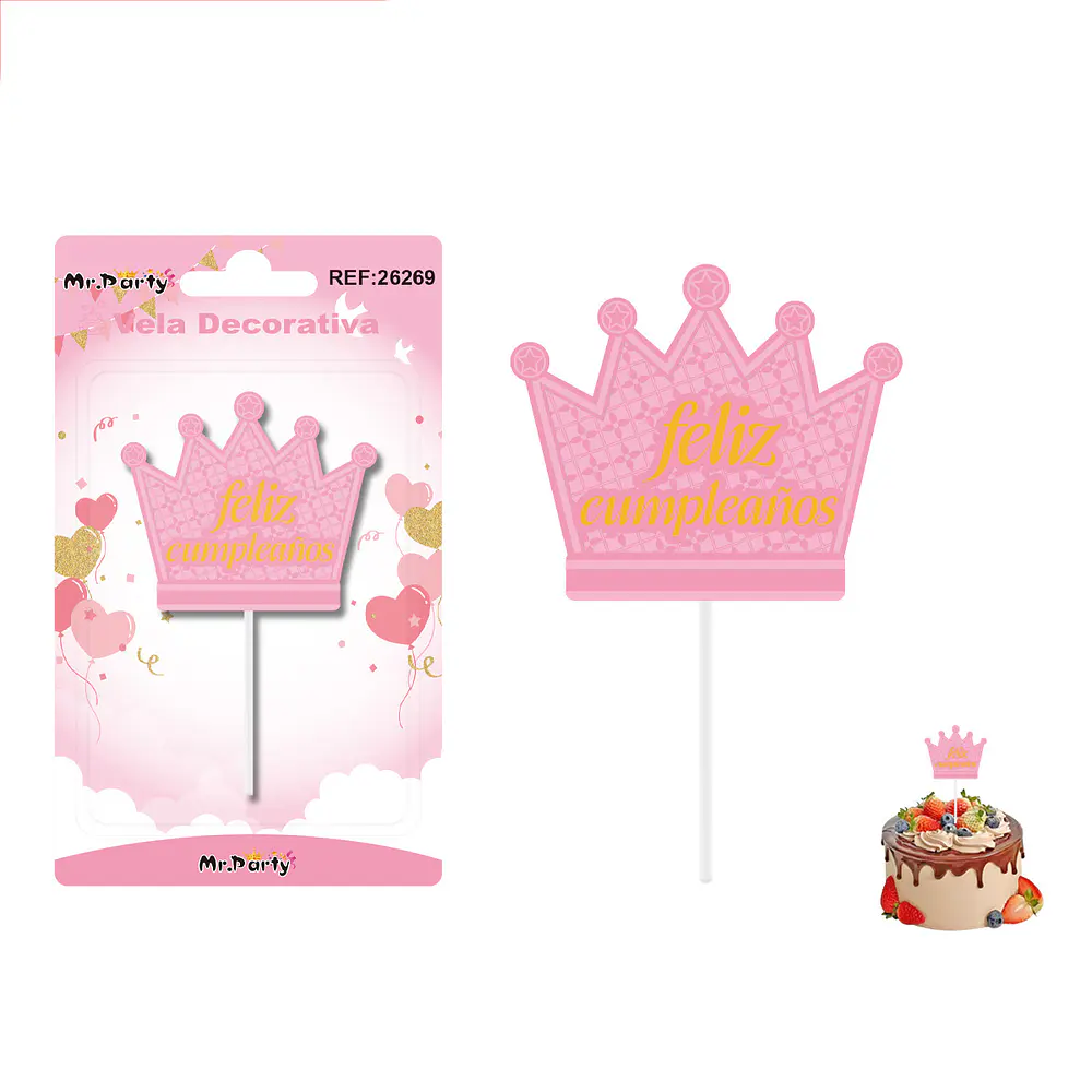 Vela decorativa de corona rosada 6.3*5.4cm