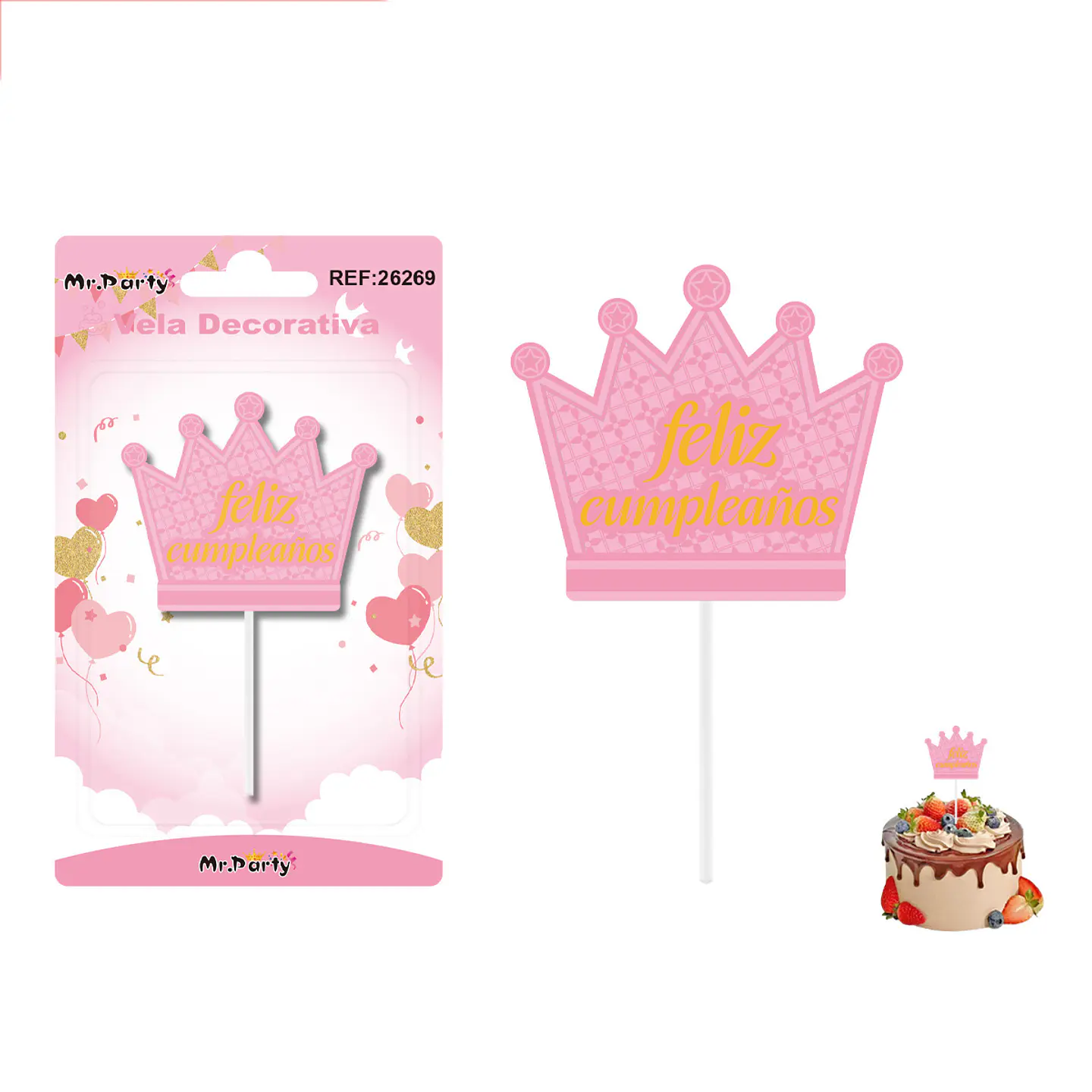 Vela decorativa de corona rosada 6.3*5.4cm 1