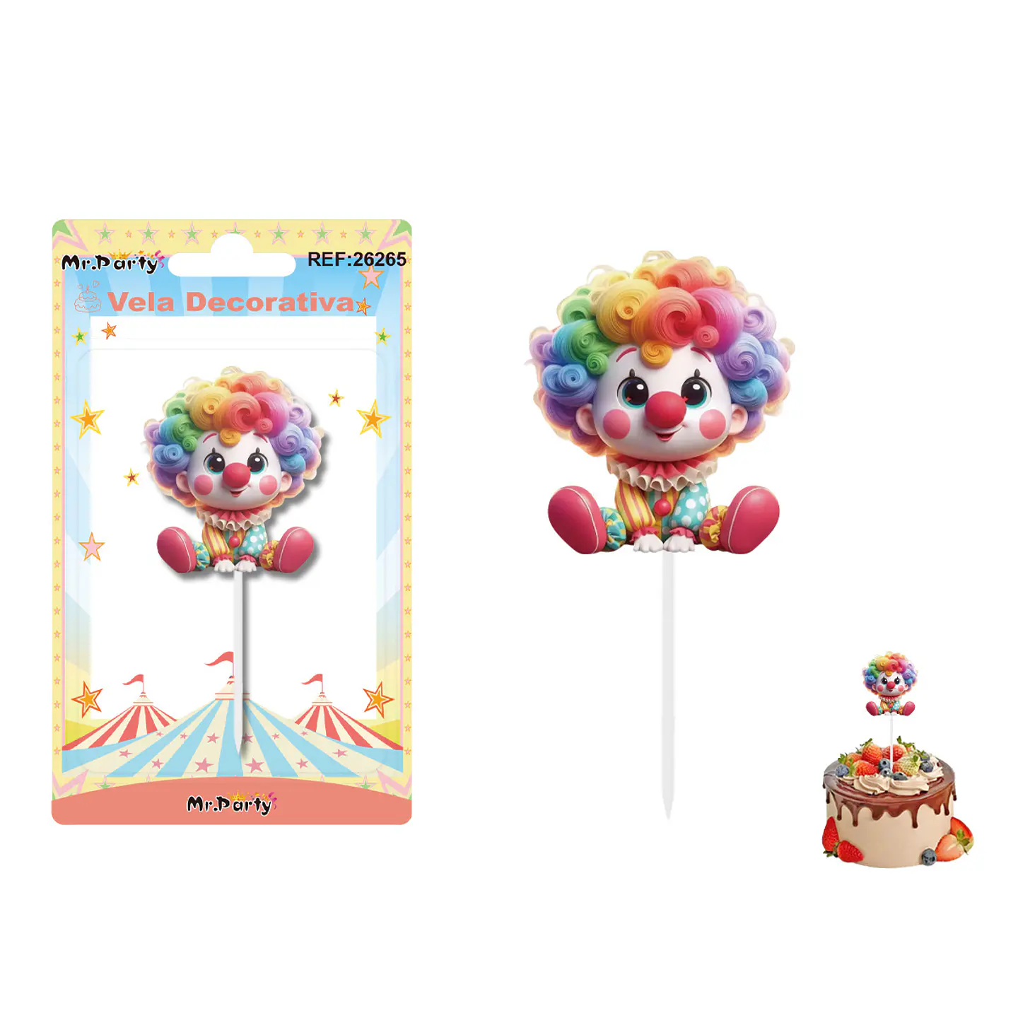 Vela decorativa de payaso 5.6*6.3cm 1