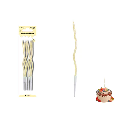 Velas curvas con brillo amarillas 12.5cm 6pcs