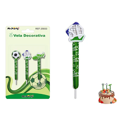 Velas decorativas fútbol 8cm 3pcs