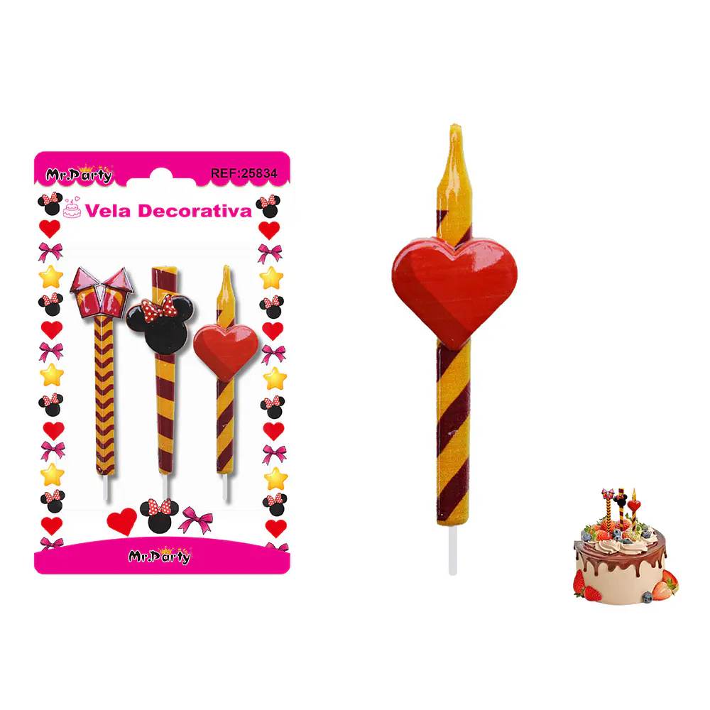 Velas decorativas Mickey 8cm 3pcs