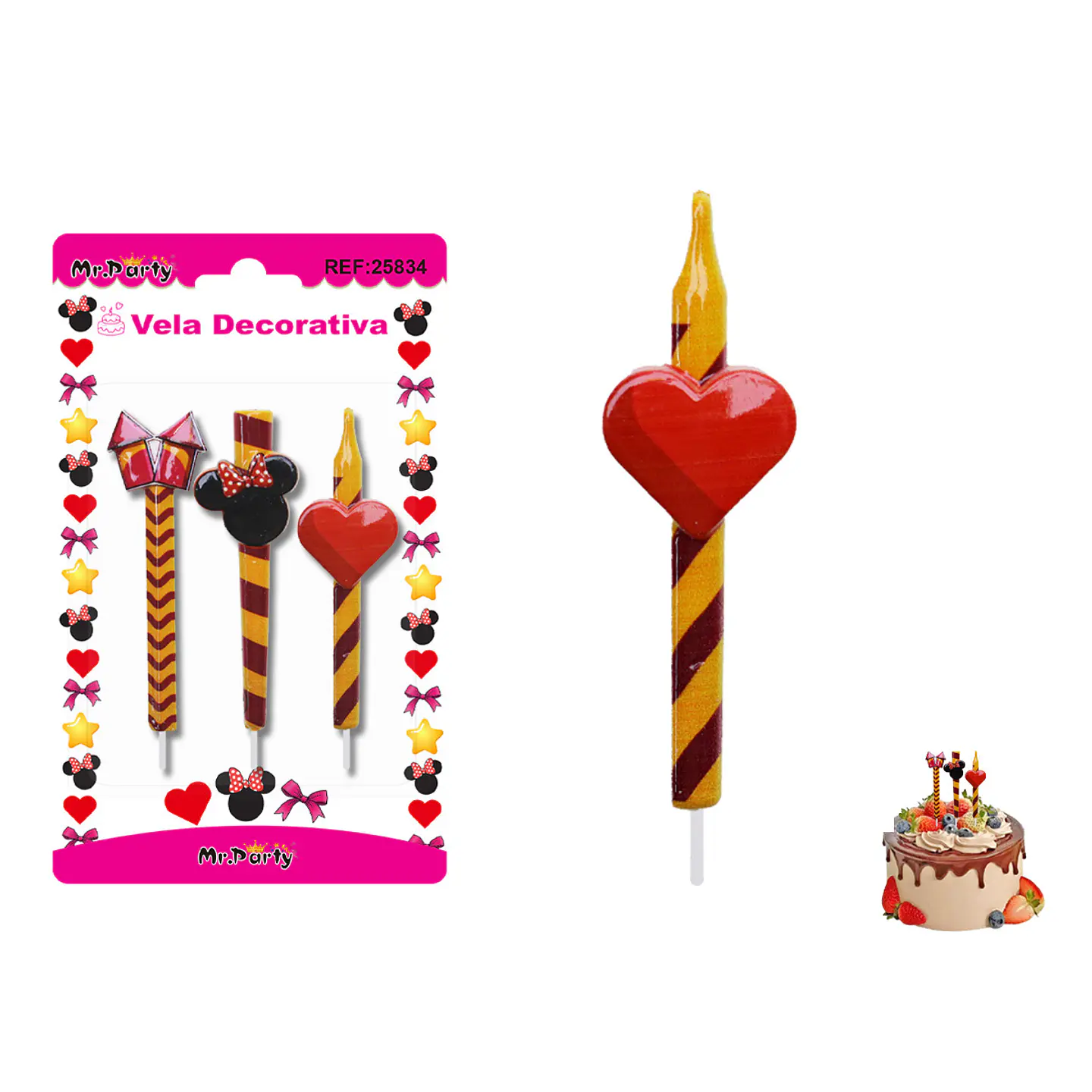 Velas decorativas Mickey 8cm 3pcs 1