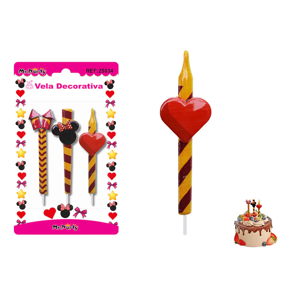 Velas decorativas Mickey 8cm 3pcs 1