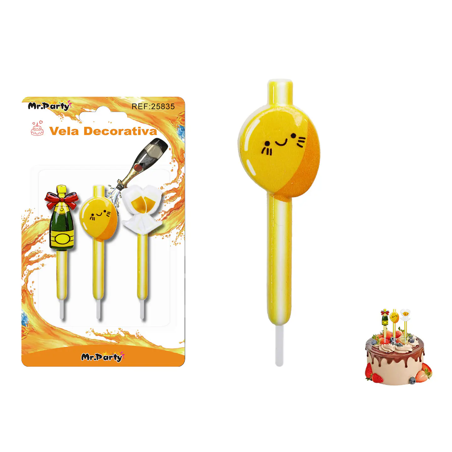 Velas decorativas champaña 8cm 3pcs 1