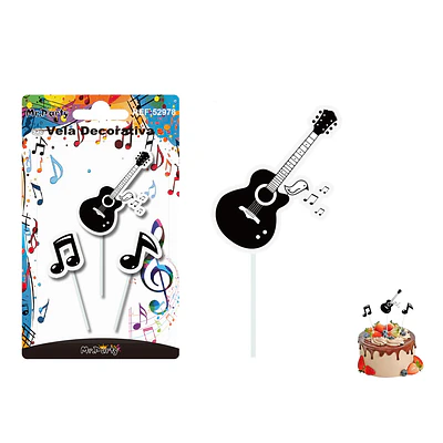 Vela decorativa de guitarra 3pcs
