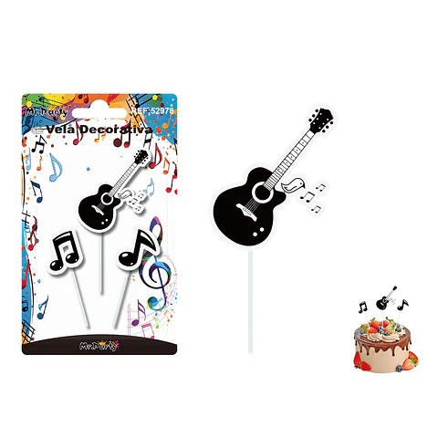 Vela decorativa de guitarra 3pcs