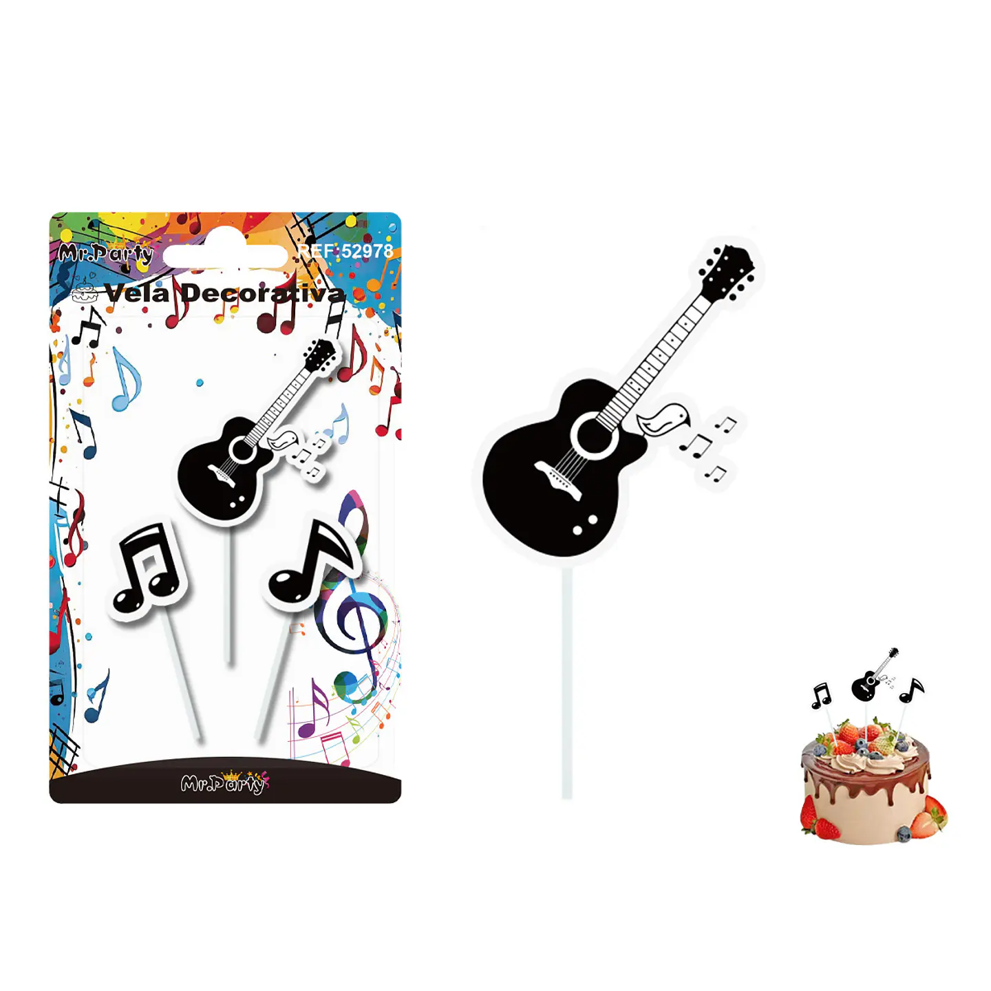 Vela decorativa de guitarra 3pcs 1