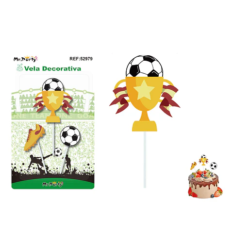 Vela decorativa de fútbol 3pcs