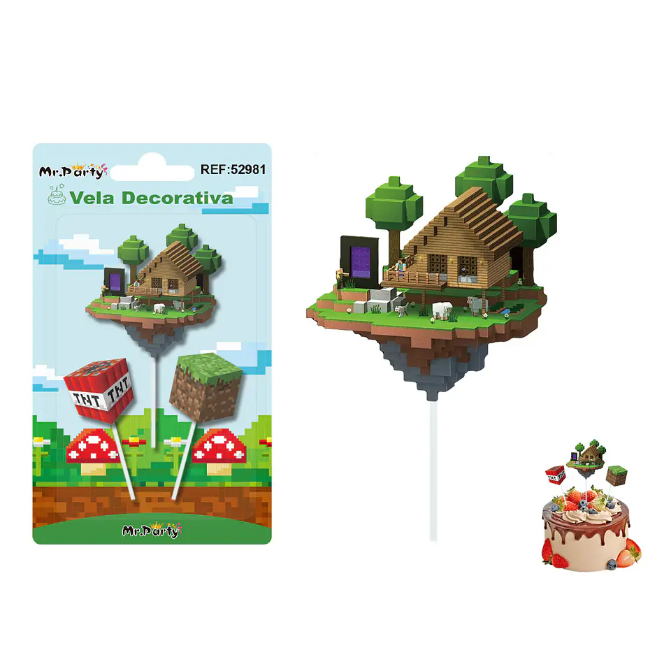 Vela decorativa de Minecraft 3pcs 1
