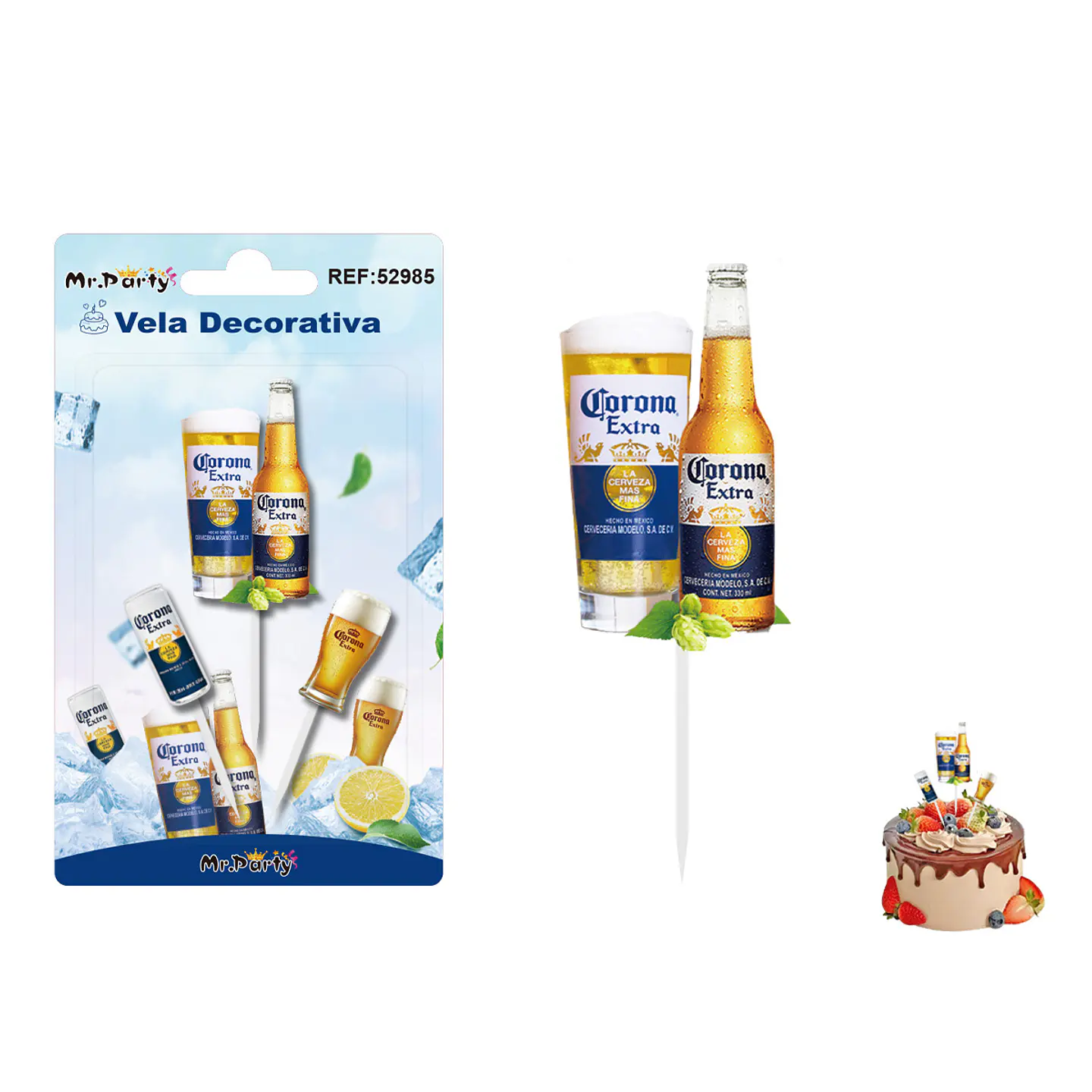 Vela decorativa de botella de cerveza 3pcs 1