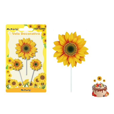 Vela decorativa de girasol 3pcs