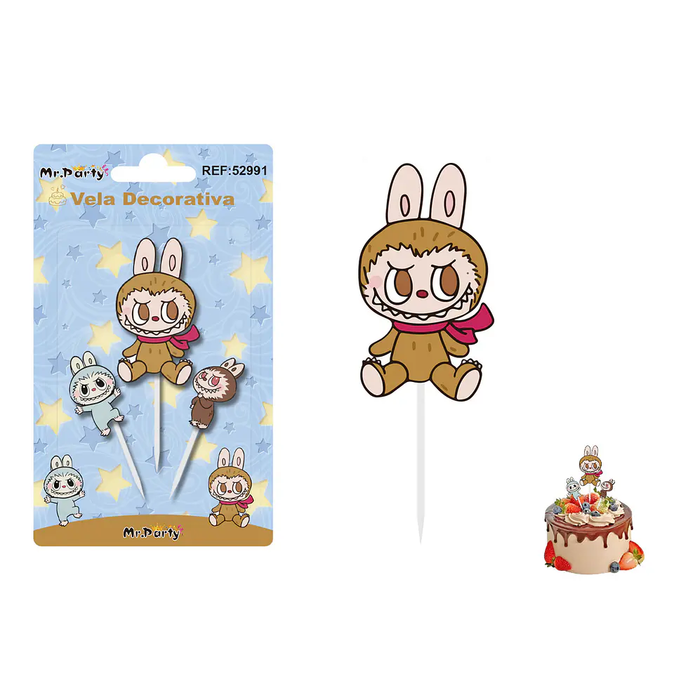Vela decorativa de Labubu 3pcs 1