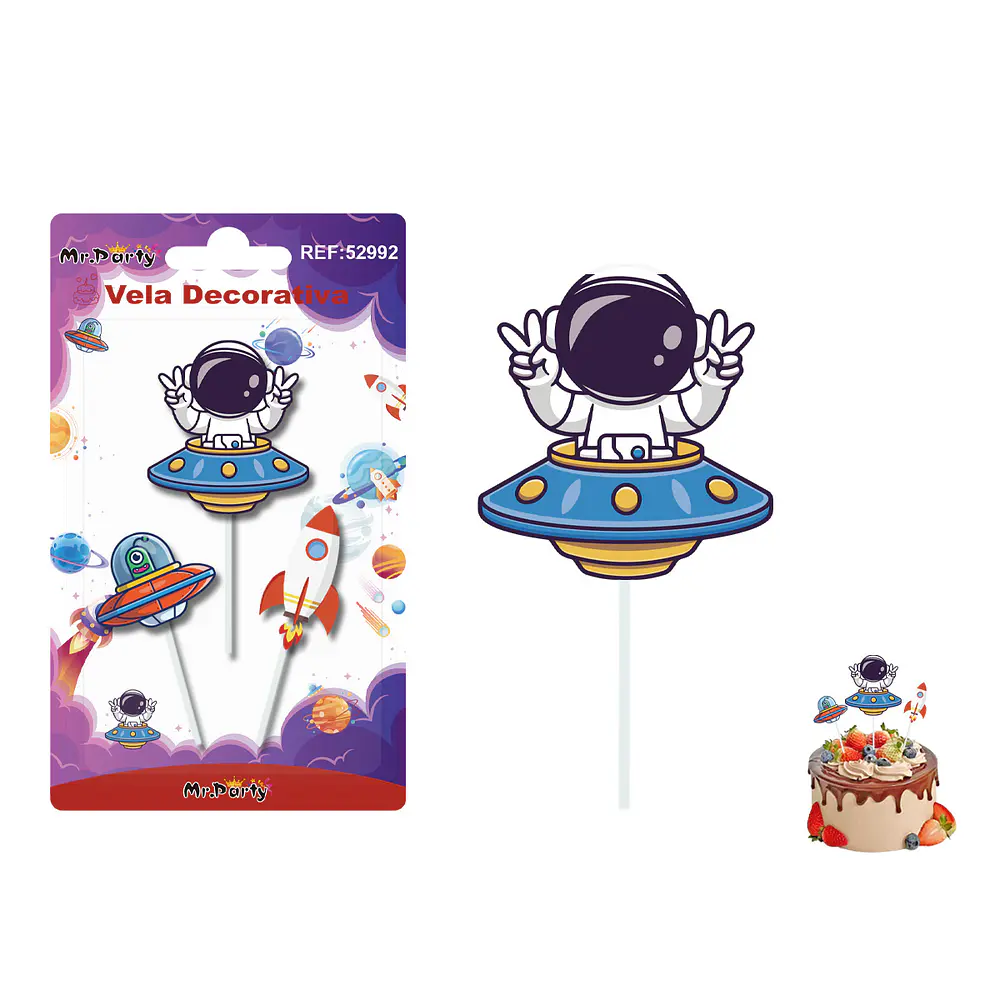 Vela decorativa de astronauta 3pcs