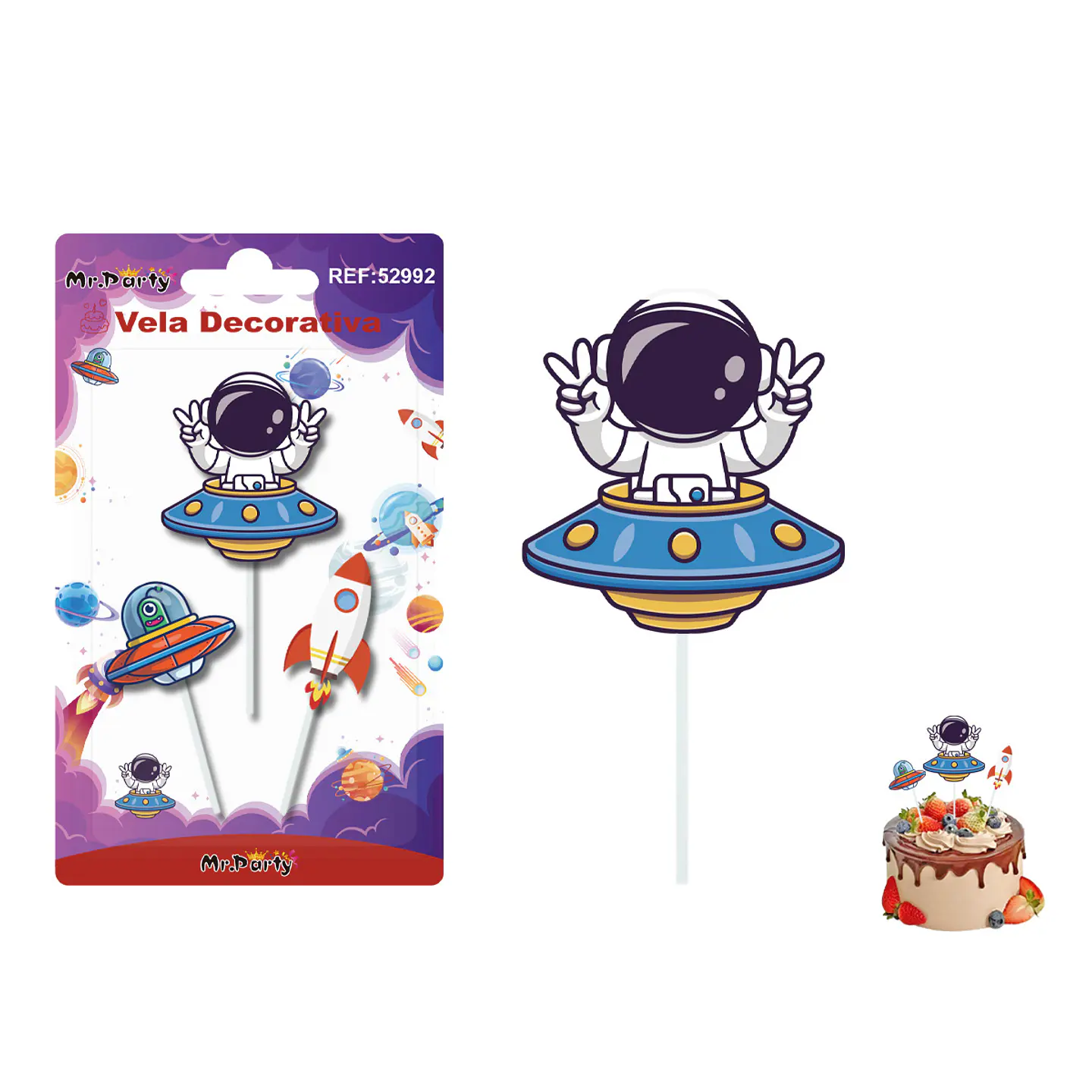 Vela decorativa de astronauta 3pcs 1
