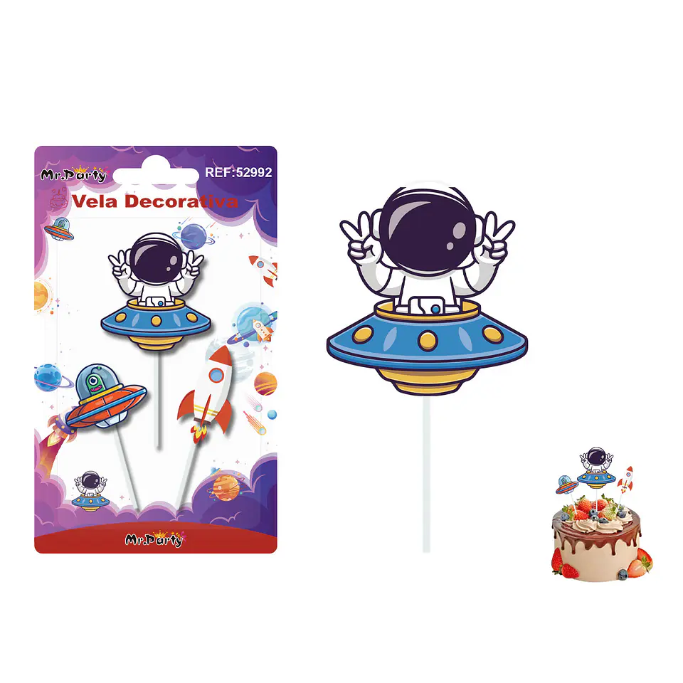 Vela decorativa de astronauta 3pcs 1