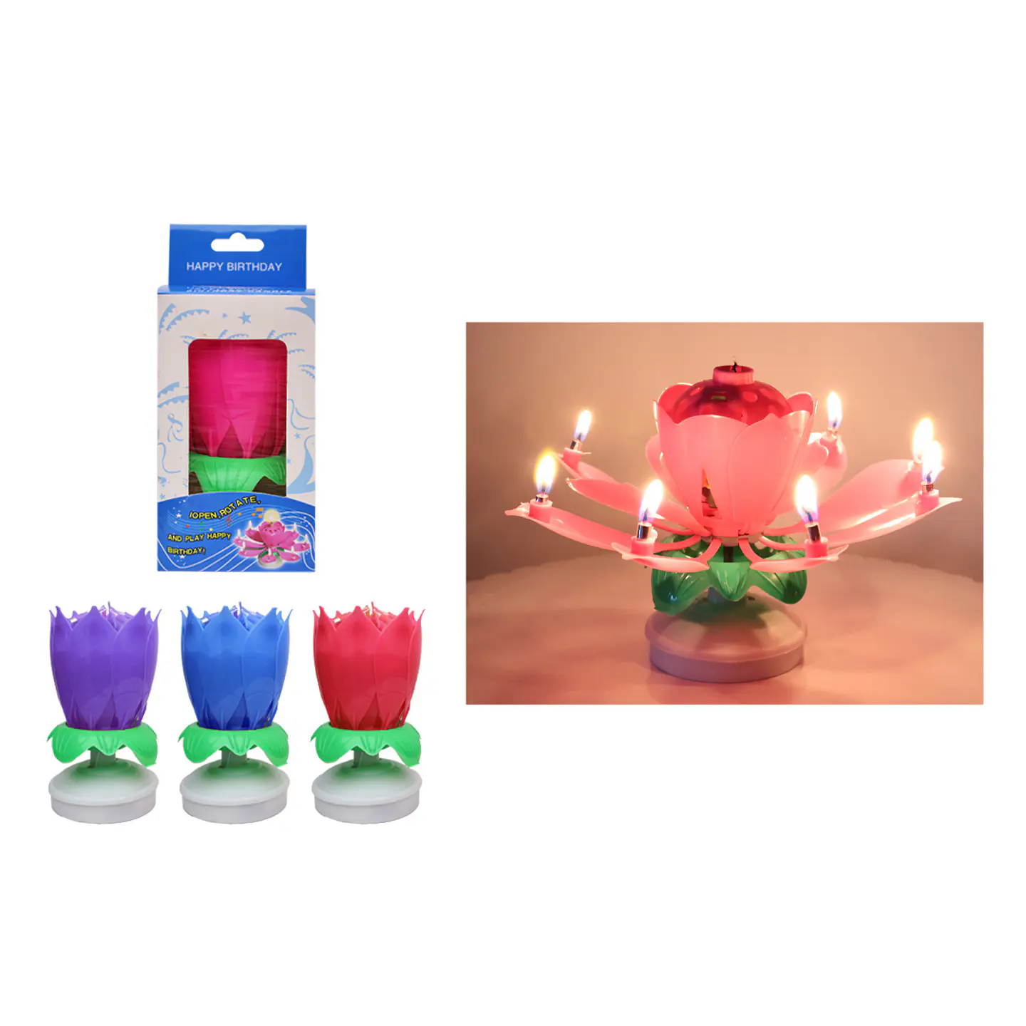 Vela musical en forma de flor Color Aleatorio 1