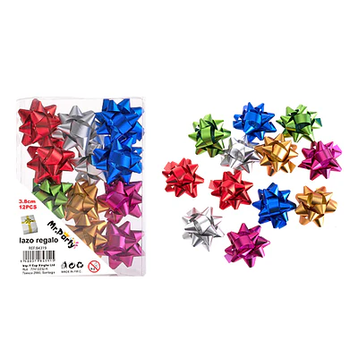 Lazos estrella para regalo colores surtidos 3.8cm 12pcs