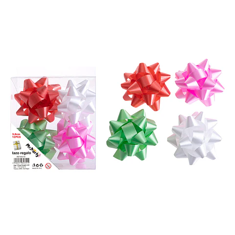 Lazos estrella para regalo colores surtidos 7.6cm 4pcs