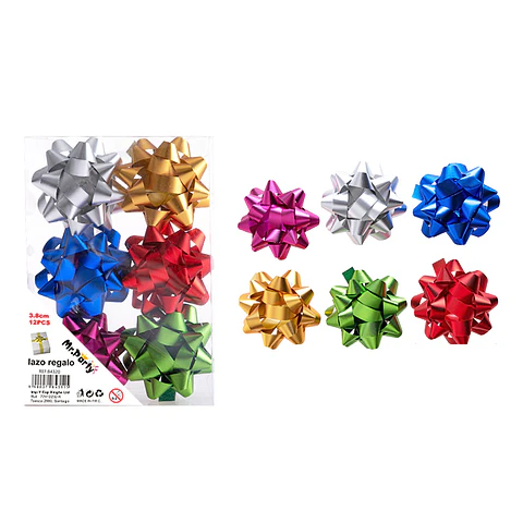 Lazos estrella para regalo colores surtidos 5cm 6pcs