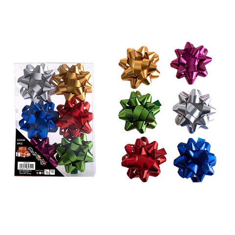 Lazos estrella para regalo colores surtidos 6.3cm 6pcs