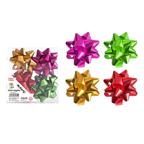 Lazos estrella para regalo colores surtidos 7.6cm 4pcs