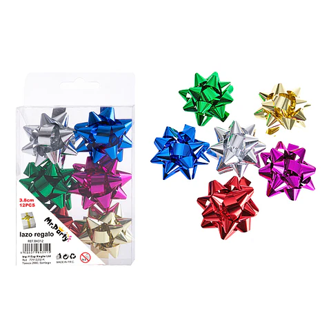 Lazos estrella para regalo colores surtidos 5cm 6pcs