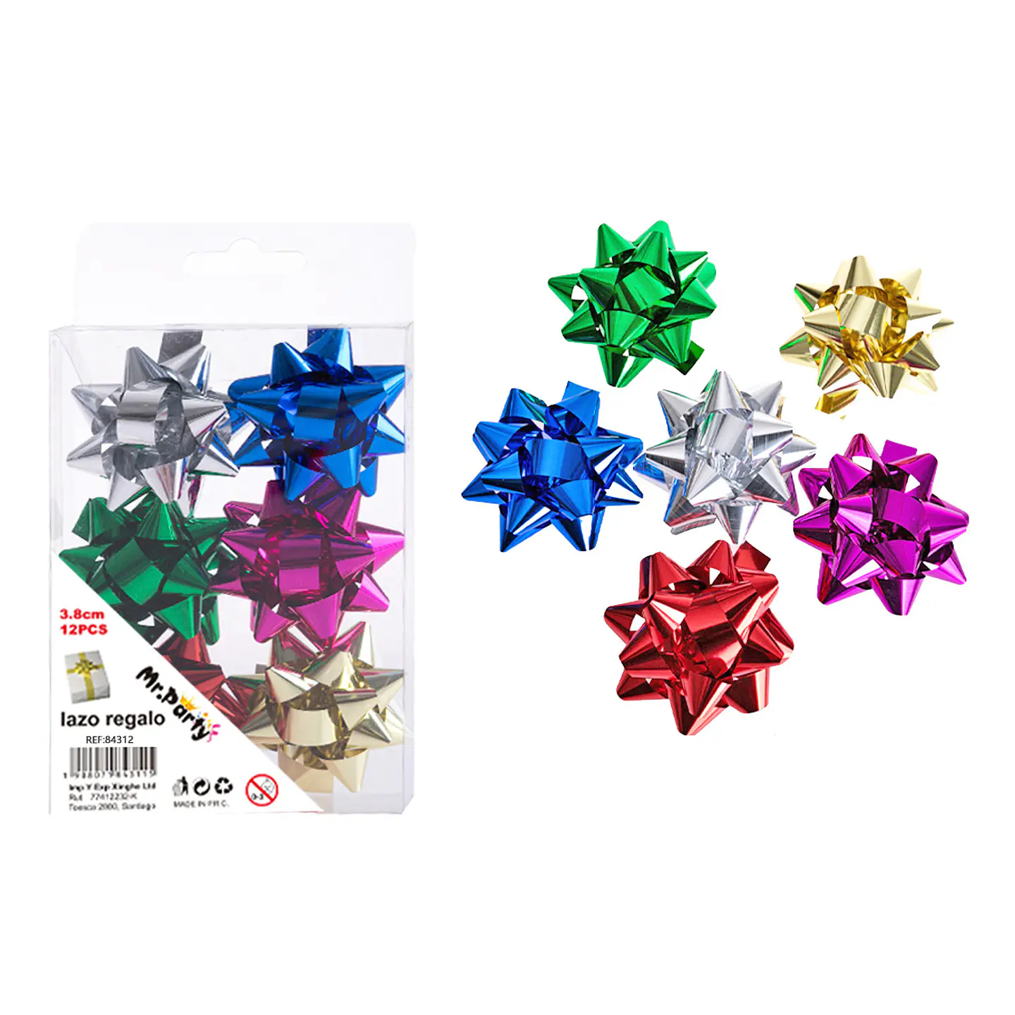 Lazos estrella para regalo colores surtidos 5cm 6pcs 1