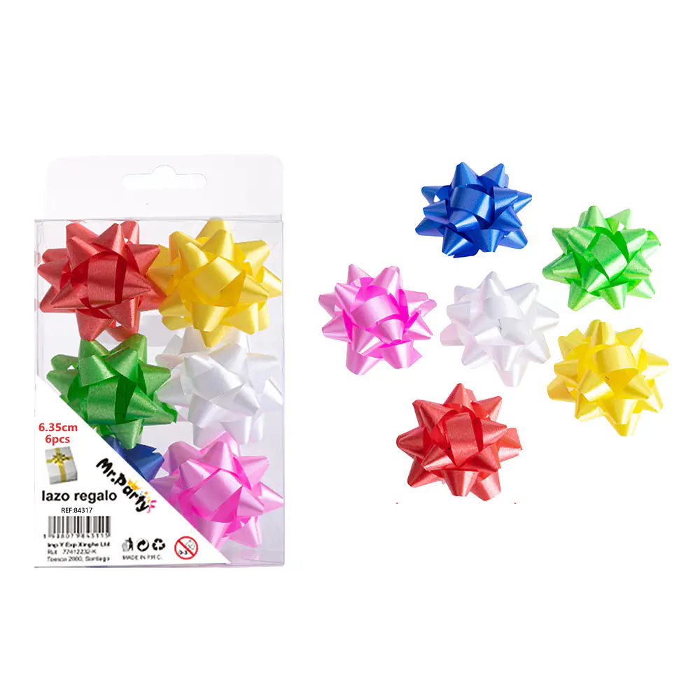 Lazos estrella para regalo colores surtidos 6.3cm 6pcs