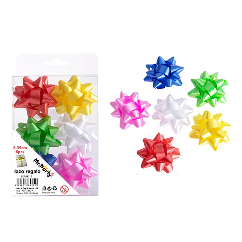 Lazos estrella para regalo colores surtidos 6.3cm 6pcs