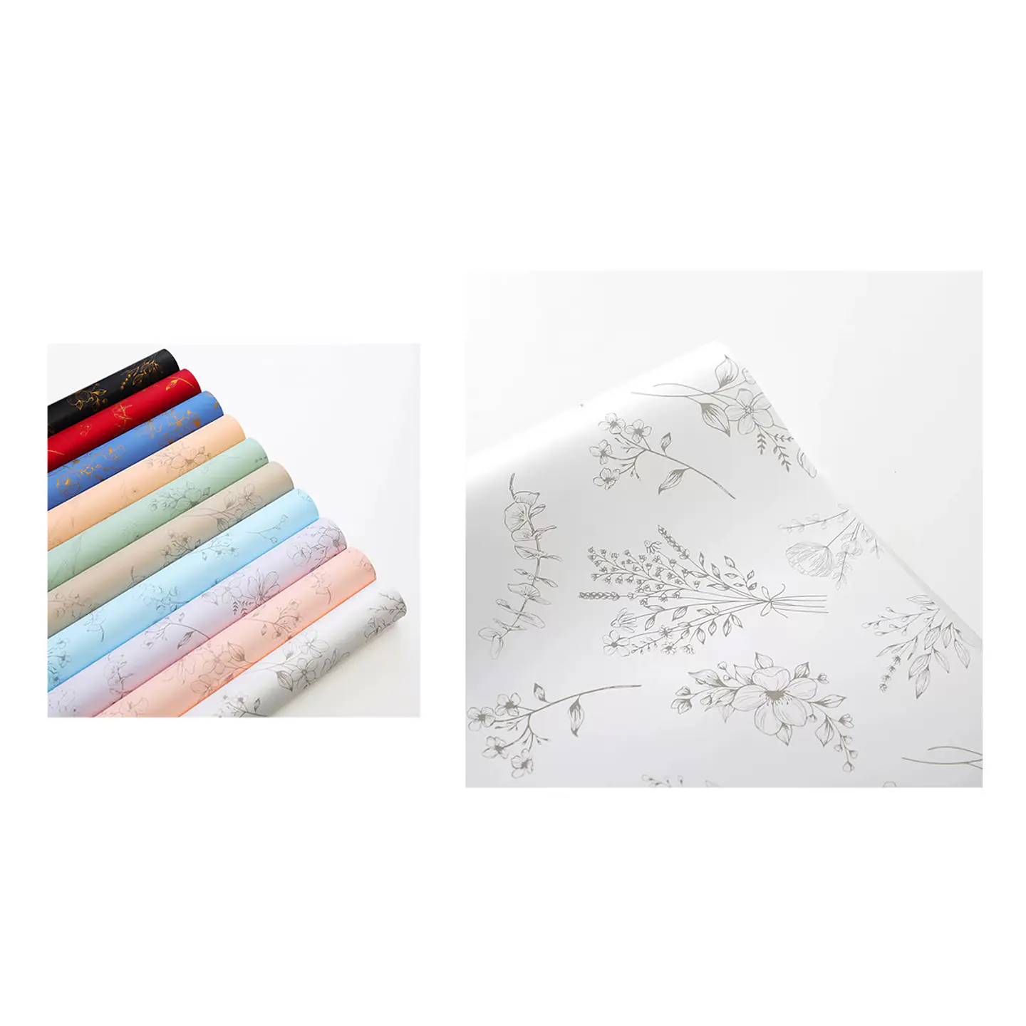 Papel coreano blanco diseño floral 56*56CM 20PCS 1