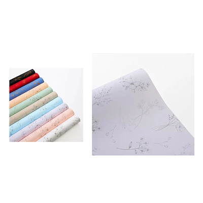 Papel coreano lila crema diseño floral 56*56CM 20PCS