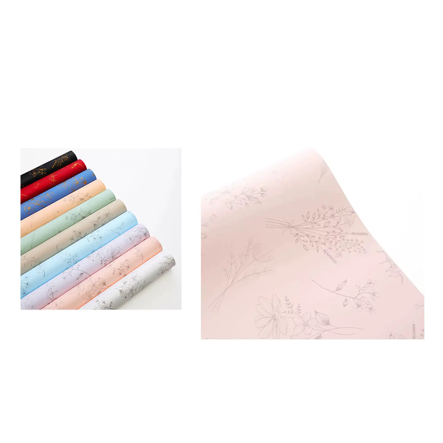 Papel coreano champán crema diseño floral 56*56CM 20PCS 1