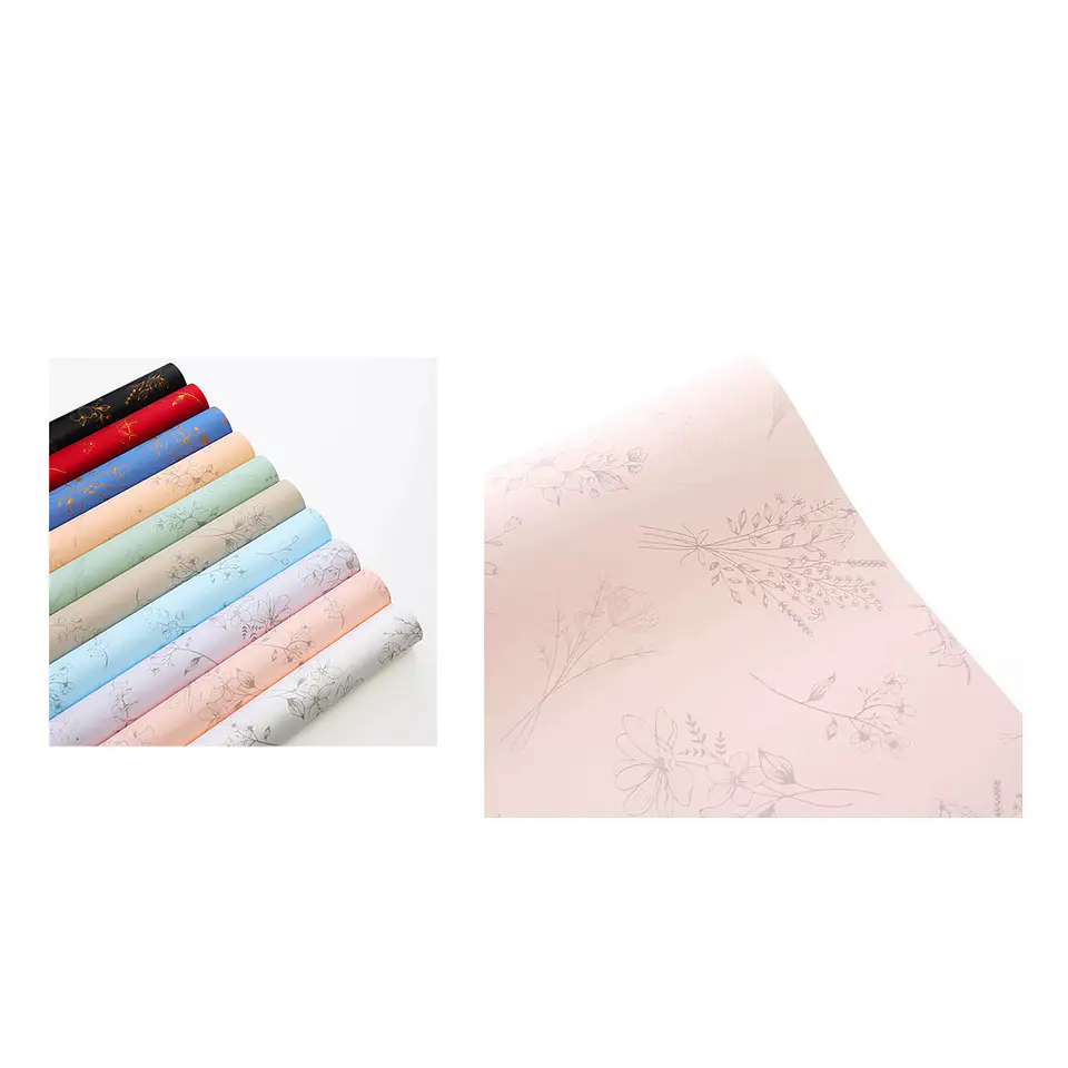 Papel coreano champán crema diseño floral 56*56CM 20PCS 1
