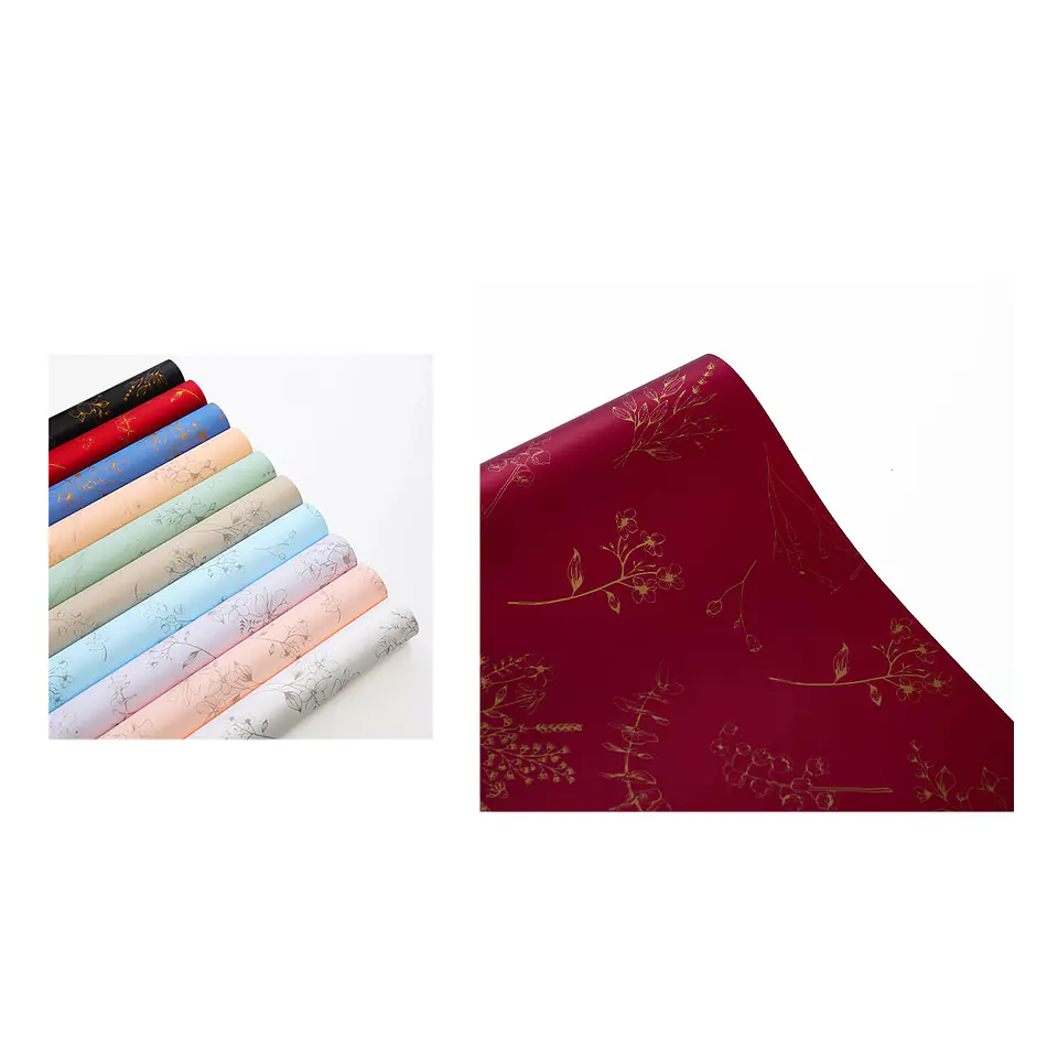 Papel coreano rojo mate diseño floral 56*56CM 20PCS 1