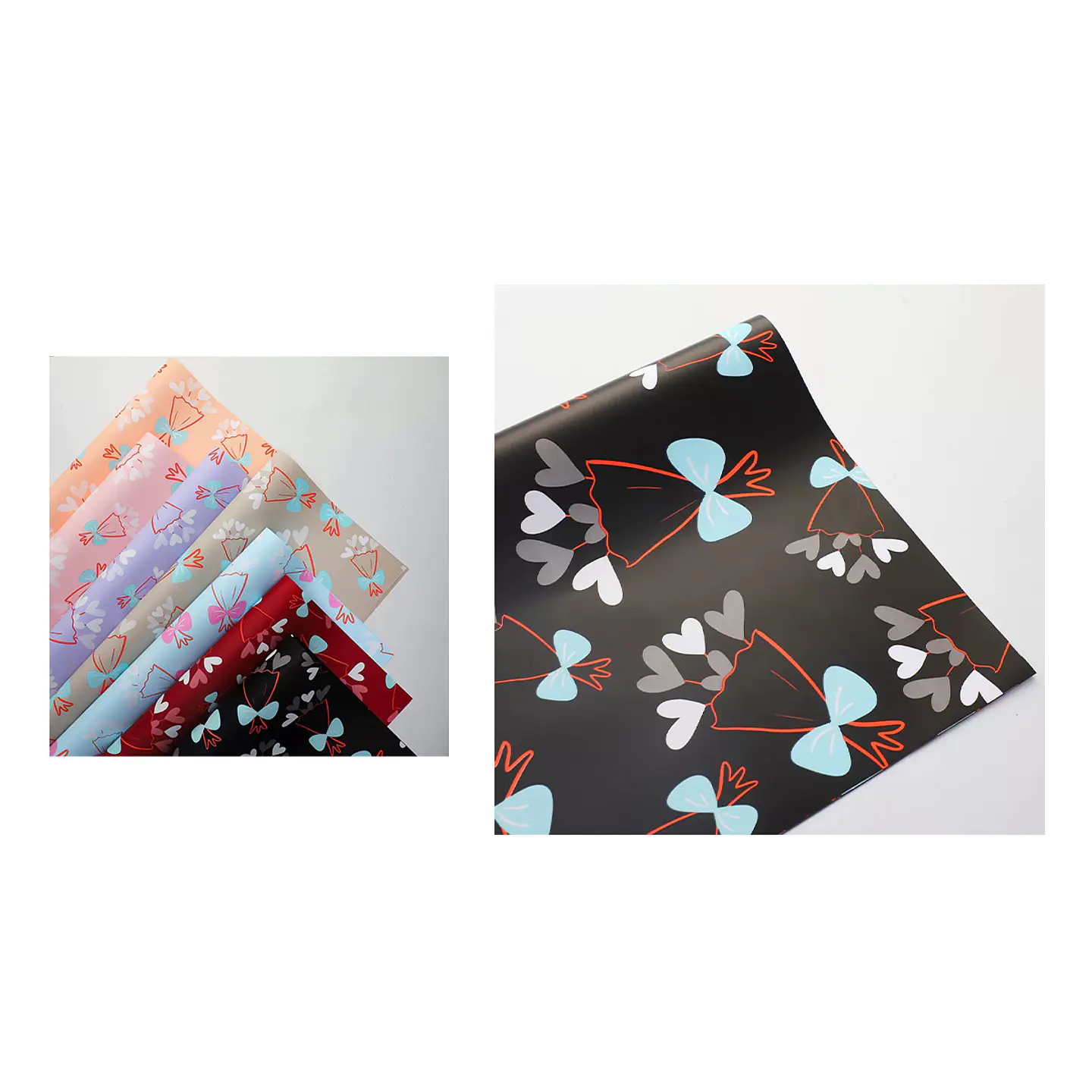 Papel coreano negro diseño ramos 56*56CM 20PCS 1