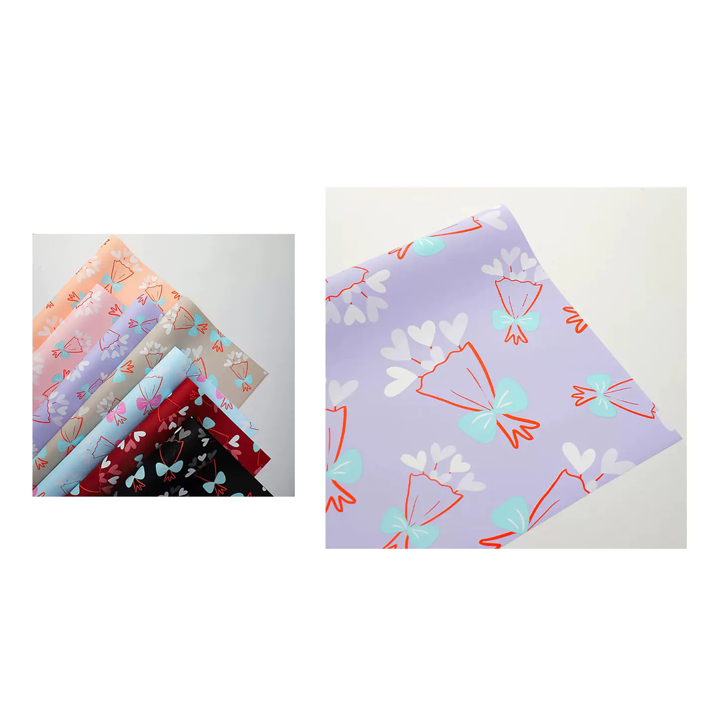 Papel coreano lila diseño ramos 56*56CM 20PCS 1