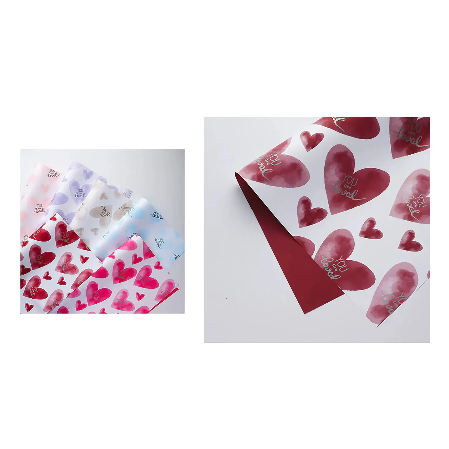 Papel coreano diseño corazones rojo mate 56*56CM 20PCS 1
