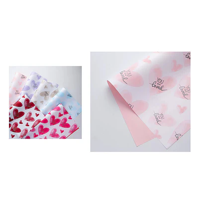 Papel coreano diseño corazones rosado pastel 56*56CM 20PCS